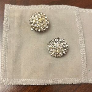 Faux Diamond Button Earrings w/Pouch